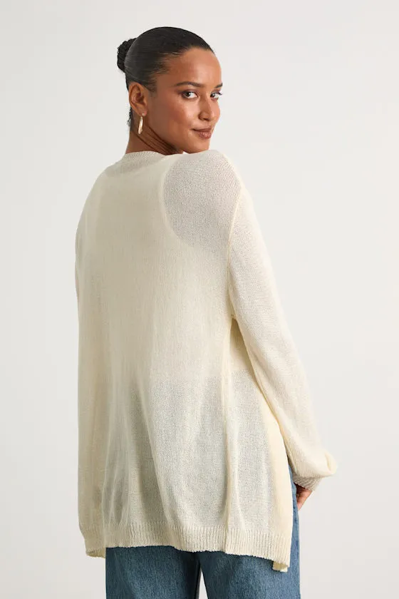 Clean Aesthetic Cream Knit Cardigan Sweater sold by Lulus product image thumbnail 3