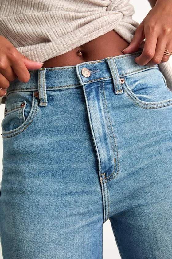 Far Out Medium Wash Wide-Leg Cuffed Jeans sold by Lulus product image thumbnail 4