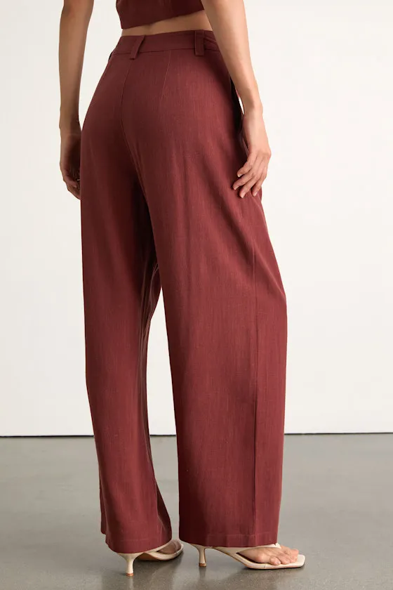 Suits You Perfectly Rust Brown Linen Wide-Leg Pants sold by Lulus product image thumbnail 3