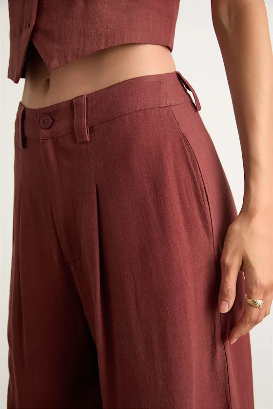 Suits You Perfectly Rust Brown Linen Wide-Leg Pants sold by Lulus product image thumbnail 4