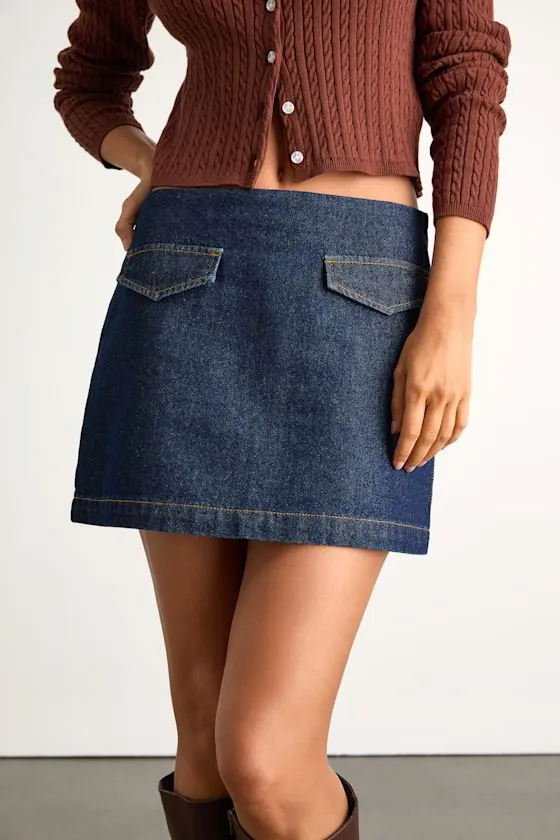 Kadia Dark Wash Denim Mid-Rise Mini Skirt sold by Lulus product image thumbnail 3
