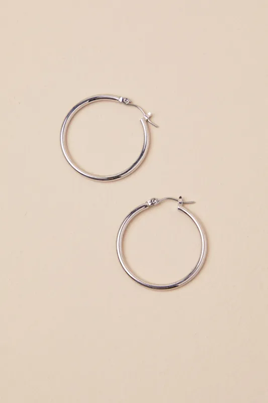 Addilyn Silver Hoop Earrings sold by Lulus