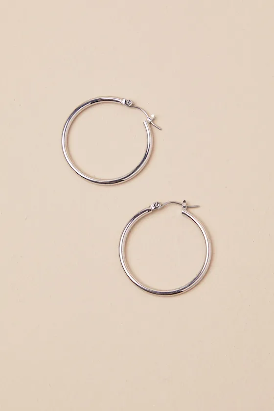 Addilyn Silver Hoop Earrings sold by Lulus