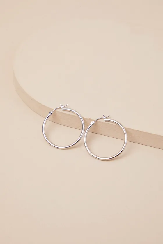 Addilyn Silver Hoop Earrings sold by Lulus product image thumbnail 2