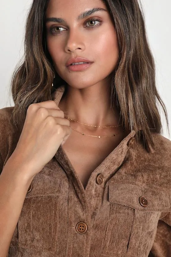 Simple Affection Brown Corduroy Mini Dress With Pockets sold by Lulus product image thumbnail 2