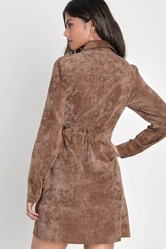 Simple Affection Brown Corduroy Mini Dress With Pockets sold by Lulus product image thumbnail 4