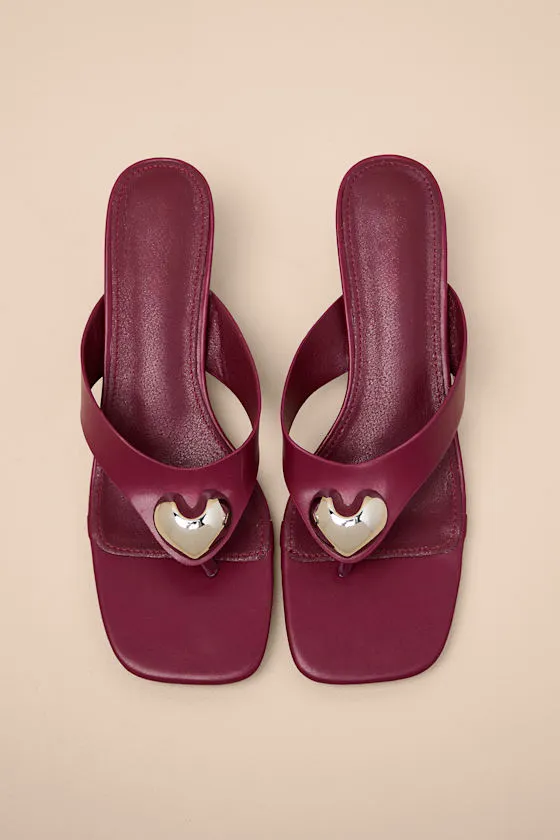 Janae Burgundy High Heel Thong Slide Sandals sold by Lulus product image thumbnail 2