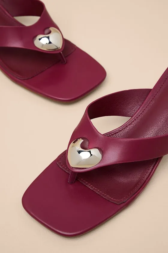 Janae Burgundy High Heel Thong Slide Sandals sold by Lulus product image thumbnail 3