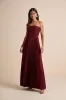Damira Rust Satin Pleated Strapless Maxi Dress sold by Lulus