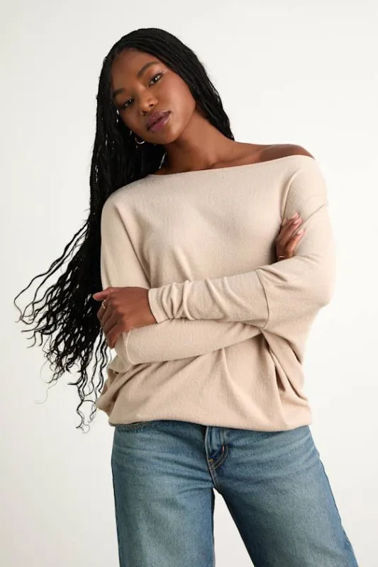 Verla Beige Dolman Sleeve Sweater Top sold by Lulus