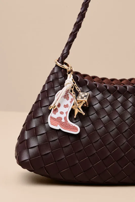 Hartlee Gold and White Cowboy Boot Bag Charm sold by Lulus