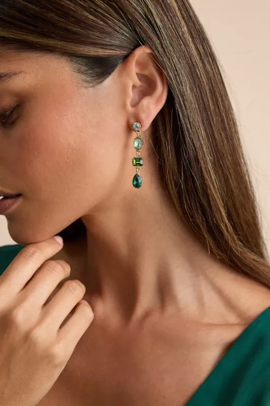 Precise Radiance Green Rhinestone Drop Earrings sold by Lulus