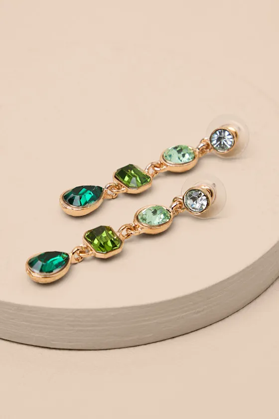 Precise Radiance Green Rhinestone Drop Earrings sold by Lulus product image thumbnail 4