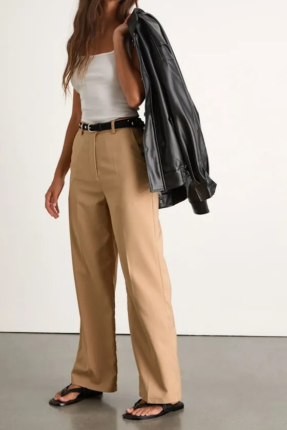 So Get This Beige High-Waisted Wide-Leg Trouser Pants sold by Lulus product image thumbnail 2