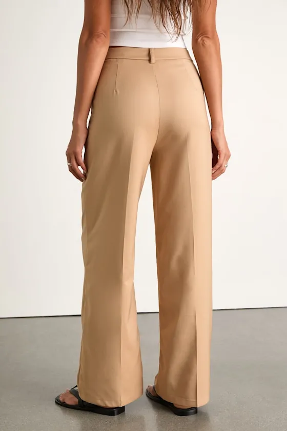 So Get This Beige High-Waisted Wide-Leg Trouser Pants sold by Lulus product image thumbnail 4