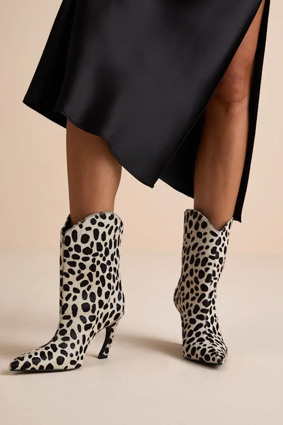 Maryann Curve White Calf Hair Booties sold by Lulus