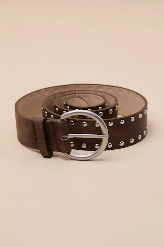Rorah Brown Distressed Studded Belt sold by Lulus product image thumbnail 2