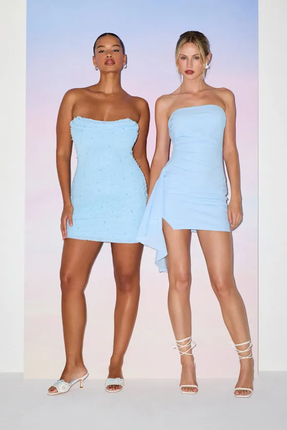 Julieta Light Blue Strapless Ruffled Mini Dress sold by Lulus product image thumbnail 2