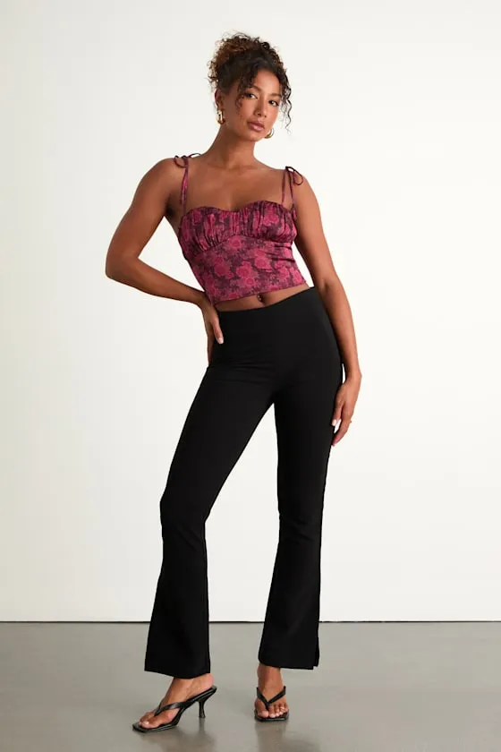 Raissa Burgundy Floral Satin Tie-Strap Crop Top sold by Lulus product image thumbnail 4