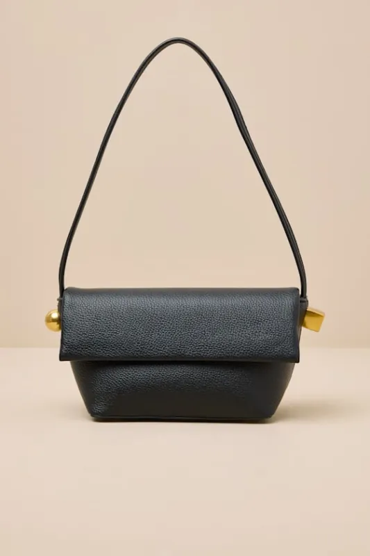 Zafrina Black Pebbled Vegan Leather Shoulder Bag sold by Lulus