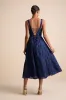 Loira Navy Burnout Jacquard Lace-Up Midi Dress sold by Lulus