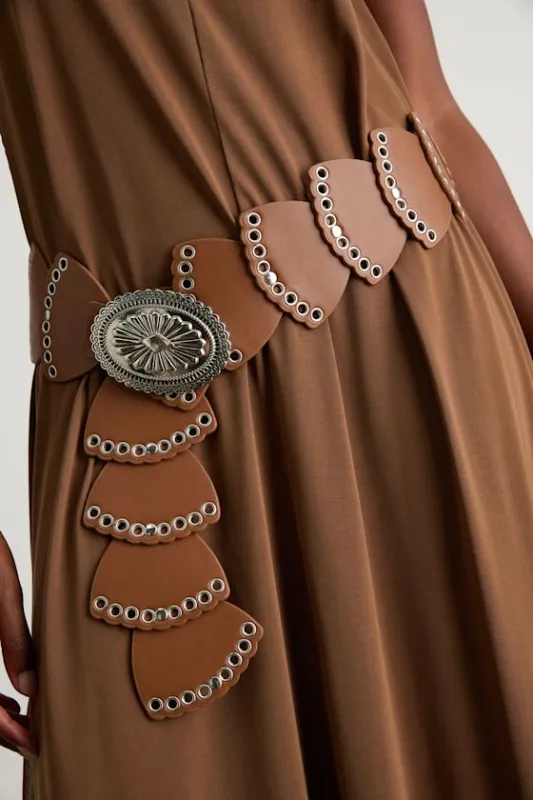 Annie Light Brown Chunky Concho Belt sold by Lulus