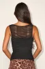 Yaiza Black Mesh Ruched Sleeveless Top sold by Lulus