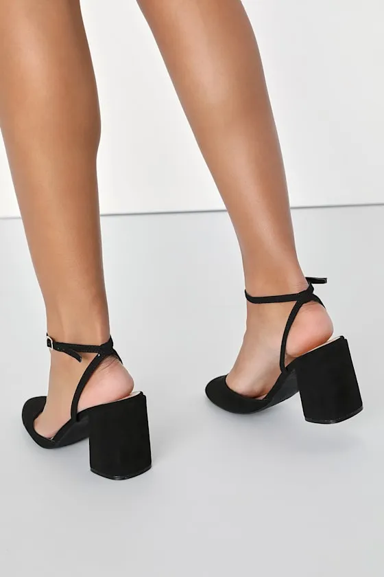 Marikoy Black Suede Pointed-Toe Ankle Strap Heels sold by Lulus product image thumbnail 2