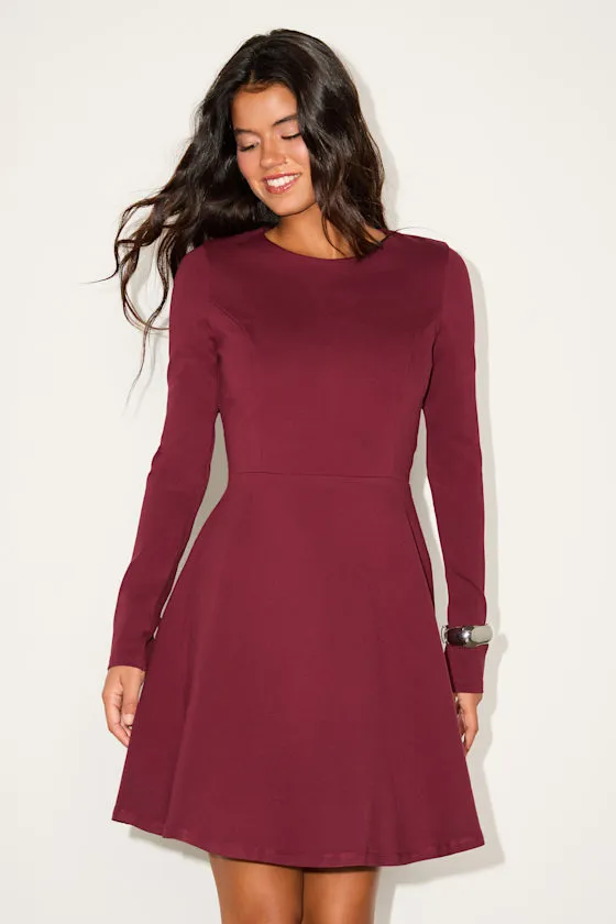 Forever Chic Burgundy Long Sleeve Dress sold by Lulus product image thumbnail 2