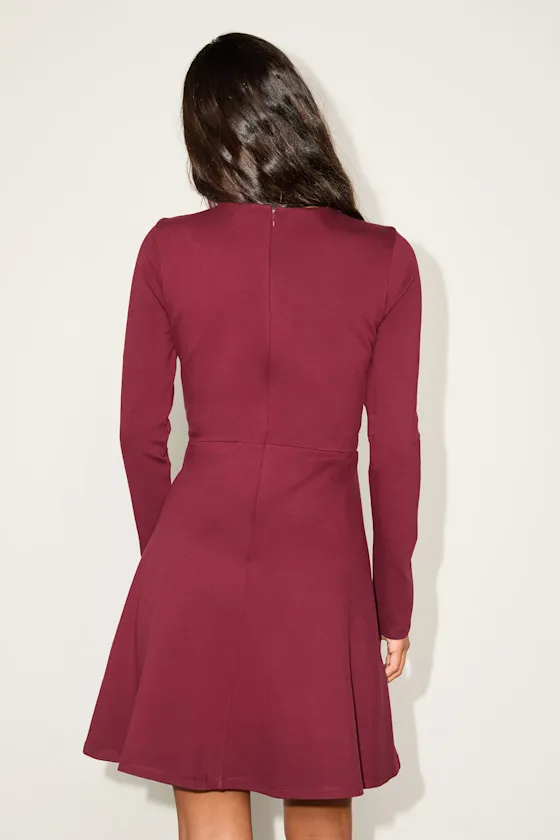 Forever Chic Burgundy Long Sleeve Dress sold by Lulus product image thumbnail 3