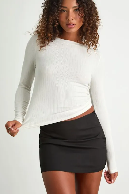 Essential Fit White Ribbed Knit Long Sleeve Top sold by Lulus