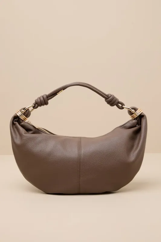 Lydia Brown Crescent Shoulder Bag sold by Lulus