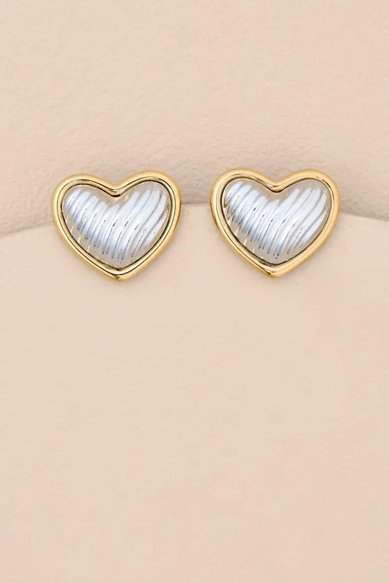 Lule Gold and Silver Heart Stud Earrings sold by Lulus product image thumbnail 2