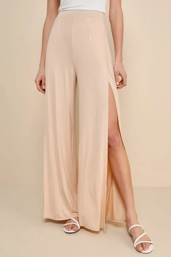 Knockout Beige Wide-Leg Pants sold by Lulus product image thumbnail 2