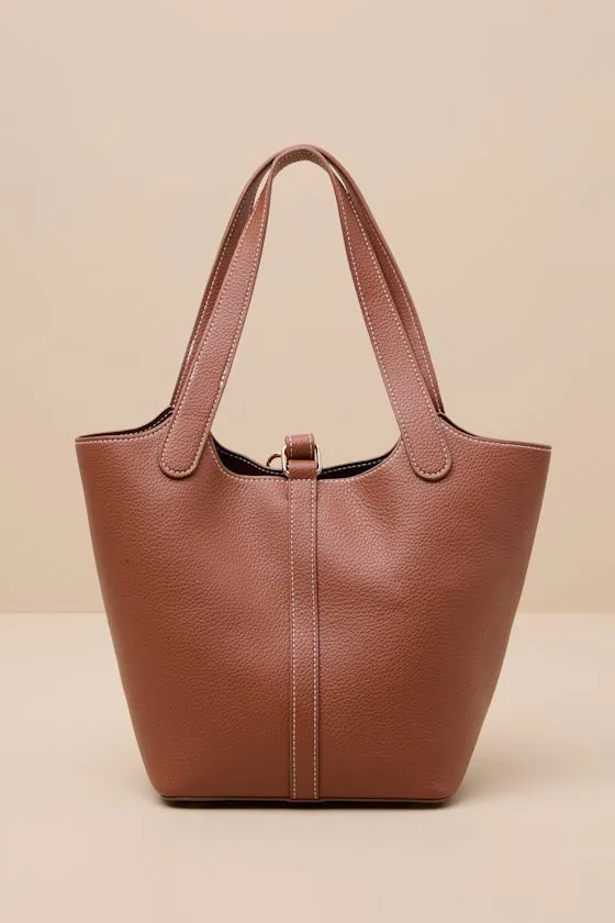 Janani Brown Vegan Leather Bow Charm Tote Bag sold by Lulus product image thumbnail 3