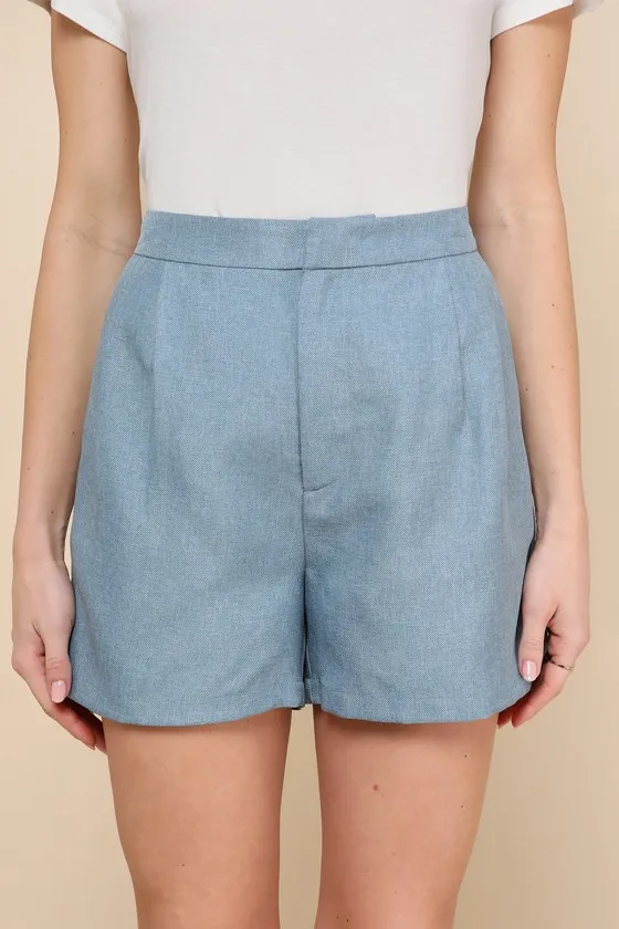 Elevated Theme Slate Blue High-Rise Shorts sold by Lulus product image thumbnail 2
