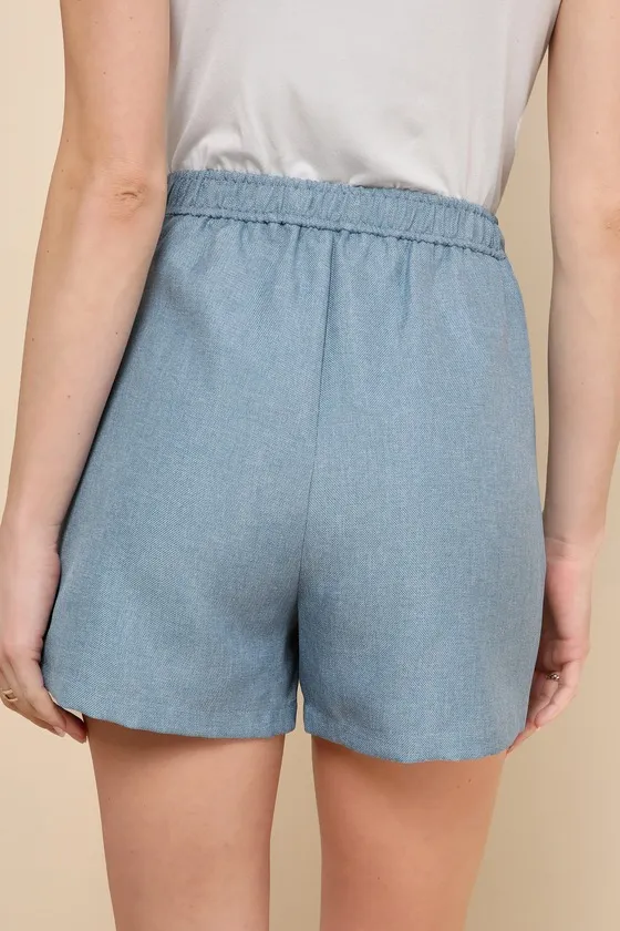 Elevated Theme Slate Blue High-Rise Shorts sold by Lulus product image thumbnail 4