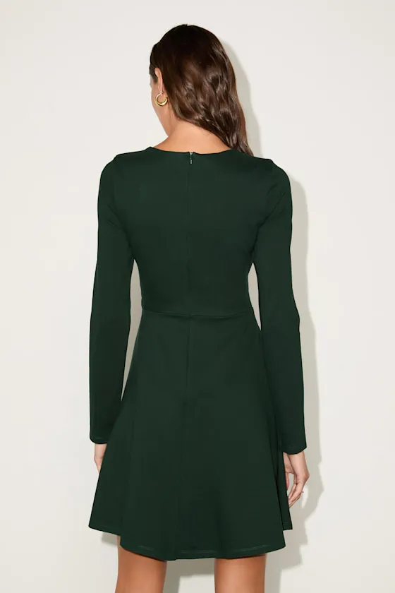 Forever Chic Dark Green Long Sleeve Dress sold by Lulus product image thumbnail 3