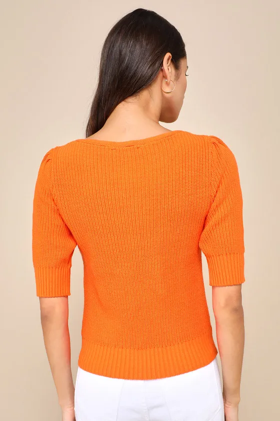 Flattering Feeling Orange Short Sleeve Sweater sold by Lulus product image thumbnail 2
