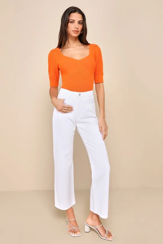 Flattering Feeling Orange Short Sleeve Sweater sold by Lulus product image thumbnail 3