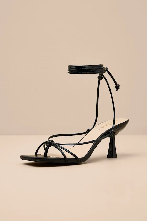 Senna Black Strappy Lace-Up High Heel Sandals sold by Lulus product image thumbnail 2