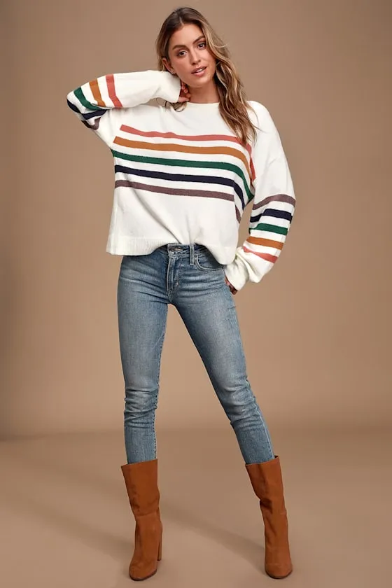 Heart to Heart Ivory Multi Striped Sweater sold by Lulus product image thumbnail 3