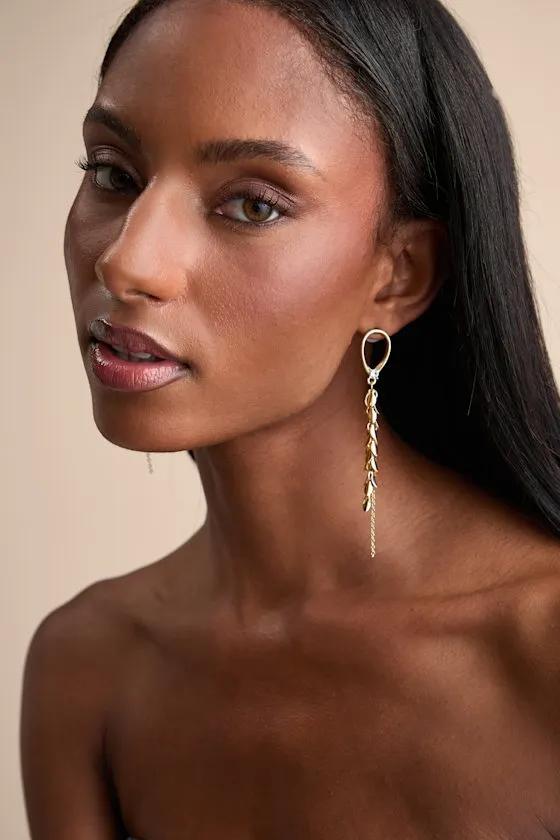 Nelly Gold Fringe Drop Earrings sold by Lulus