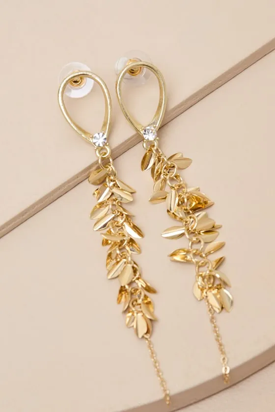 Nelly Gold Fringe Drop Earrings sold by Lulus product image thumbnail 2