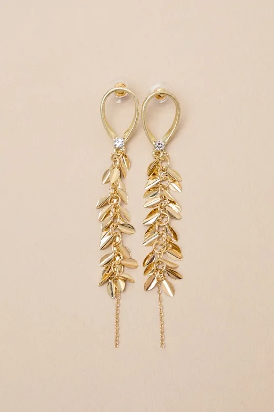 Nelly Gold Fringe Drop Earrings sold by Lulus product image thumbnail 4