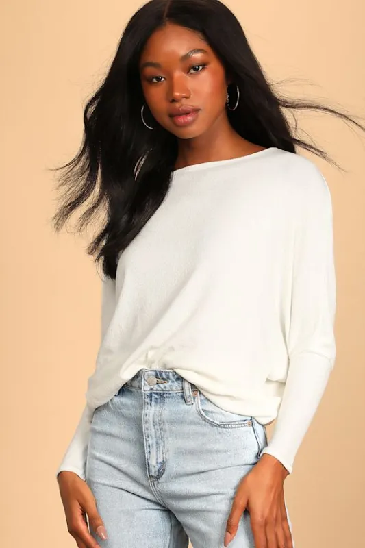 Verla Ivory Dolman Sleeve Sweater Top sold by Lulus