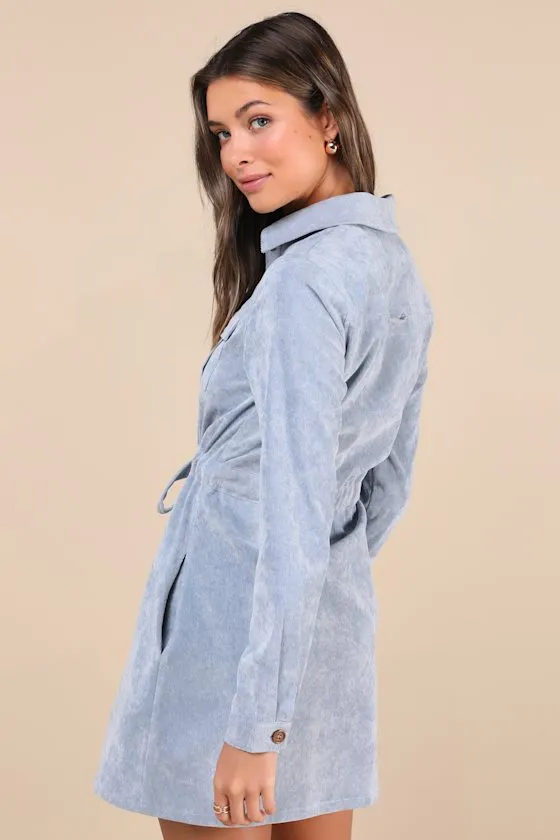 Simple Affection Blue Corduroy Mini Dress With Pockets sold by Lulus product image thumbnail 2