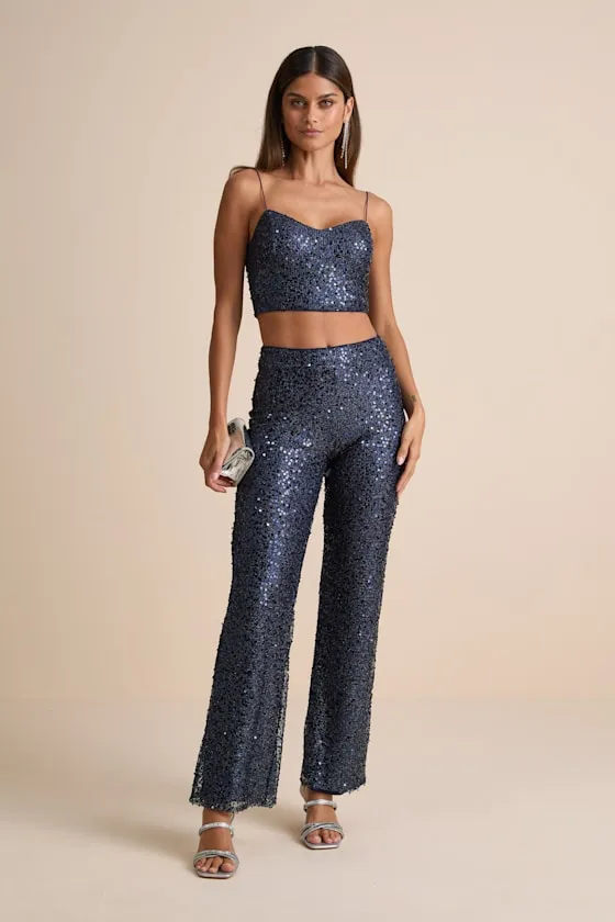Sparkling Image Navy Sequin Two-Piece Jumpsuit sold by Lulus product image thumbnail 2
