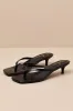 Massima Black Croc-Embrossed Kitten Heel Thong Sandals sold by Lulus