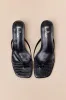 Massima Black Croc-Embrossed Kitten Heel Thong Sandals sold by Lulus